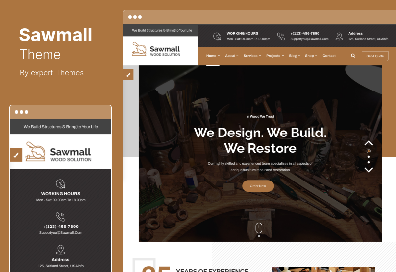 ธีม Sawmall - ช่างไม้และช่างฝีมือ WordPress Theme