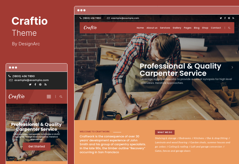 ธีม Craftio - ธีม WordPress ช่างไม้