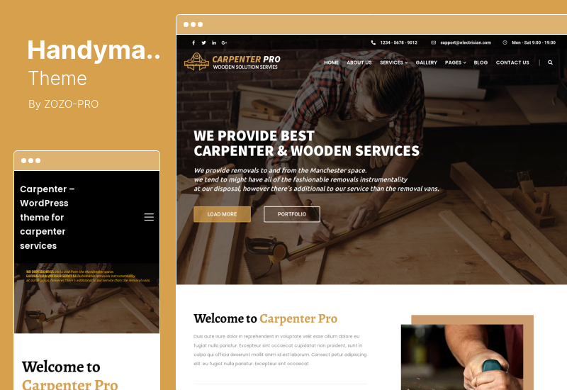 ธีม Handyman - ธีม WordPress สำหรับช่างไฟฟ้า ช่างตัดผม ช่างไม้