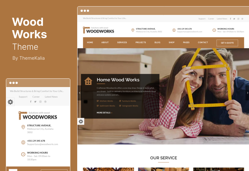 ธีมงานไม้ - ธีม WordPress ธุรกิจช่างไม้และช่าง
