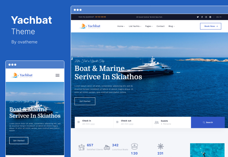 ธีม Yachbat - ธีม WordPress ให้เช่าเรือยอชท์และเรือ