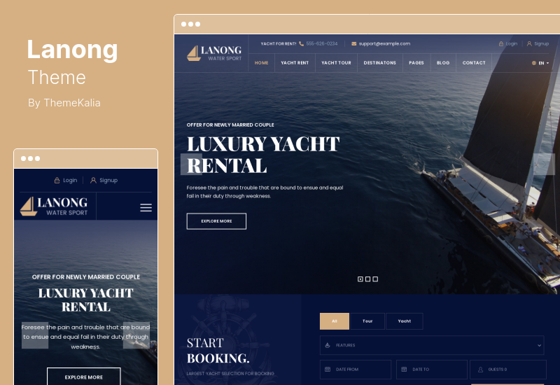 Lanong Theme - เช่าเรือยอชท์ WordPress Theme