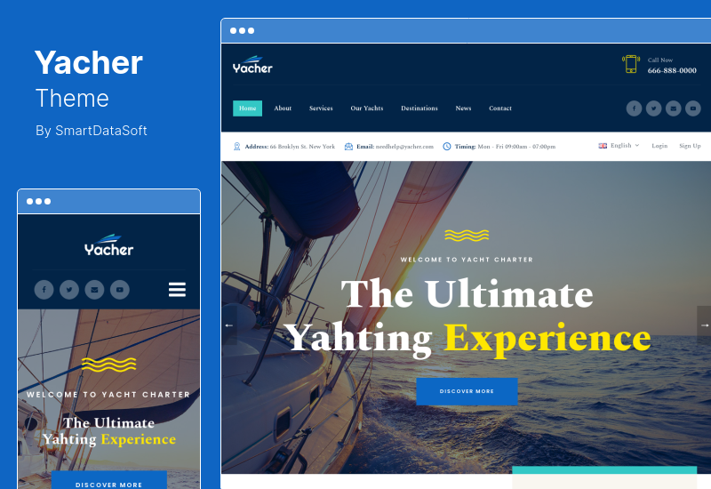 ธีม Yacher - บริการเช่าเหมาลำเรือยอชท์ WordPress Theme