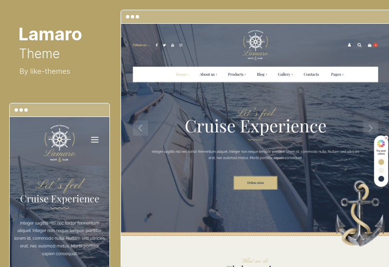 ธีม Lamaro - สโมสรเรือยอทช์และบริการเช่าเรือ WordPress Theme