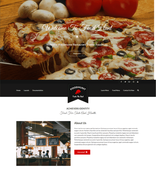 Foodhunt ธีม WordPress การจัดเลี้ยงที่ดีที่สุด