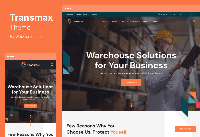 Tema Transmax - Tema WordPress per società di logistica e consegna