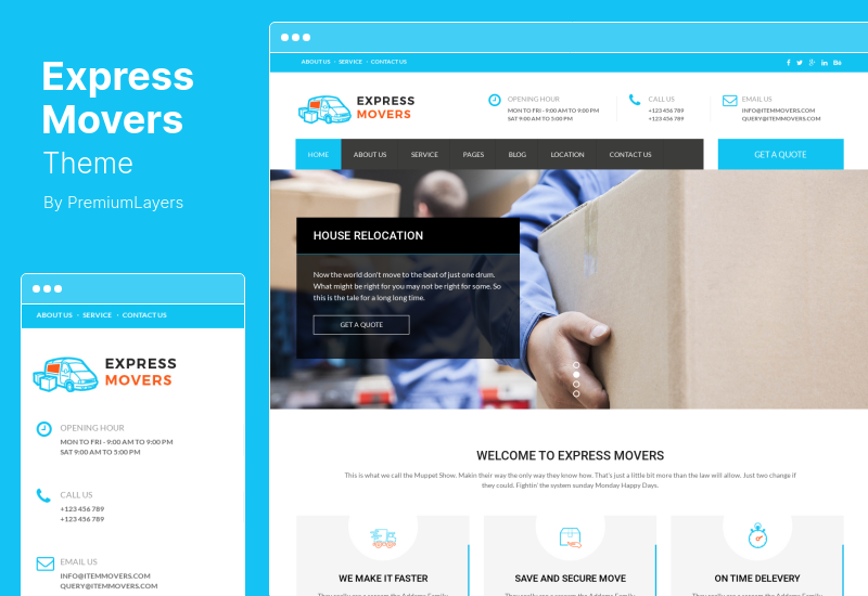 Tema Express Movers - Tema WordPress per società di traslochi