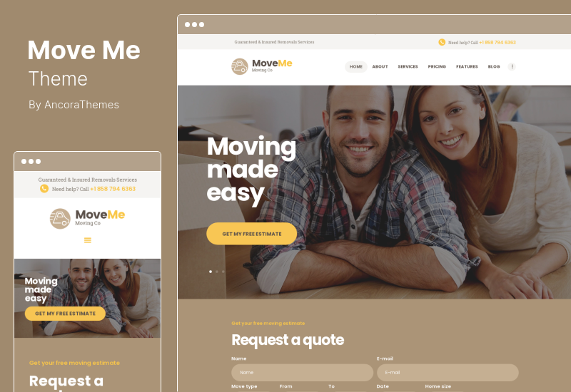 Tema MoveMe - Tema WordPress della società di trasferimento di archiviazione in movimento