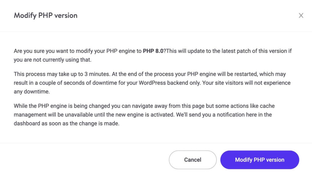 แก้ไขเวอร์ชัน PHP ใน Kinsta