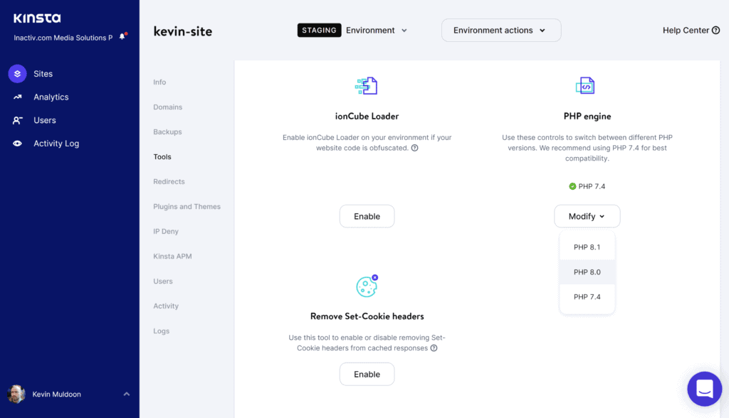 Kinsta Staging Area