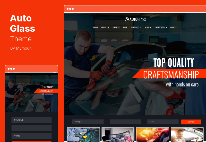 AutoGlass Theme - การติดตั้งและซ่อมแซมกระจกหน้ารถ WordPress Theme