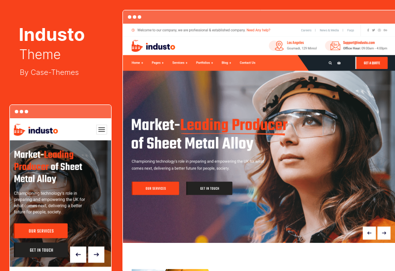 ธีม Industo - อุตสาหกรรมอุตสาหกรรมและโรงงาน WordPress Theme