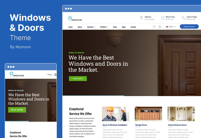 ธีม Windows & ประตู - ธีม WordPress คุณภาพสูง