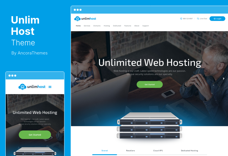 UnlimHost Theme - Тема WordPress для веб-хостинга и интернет-технологий