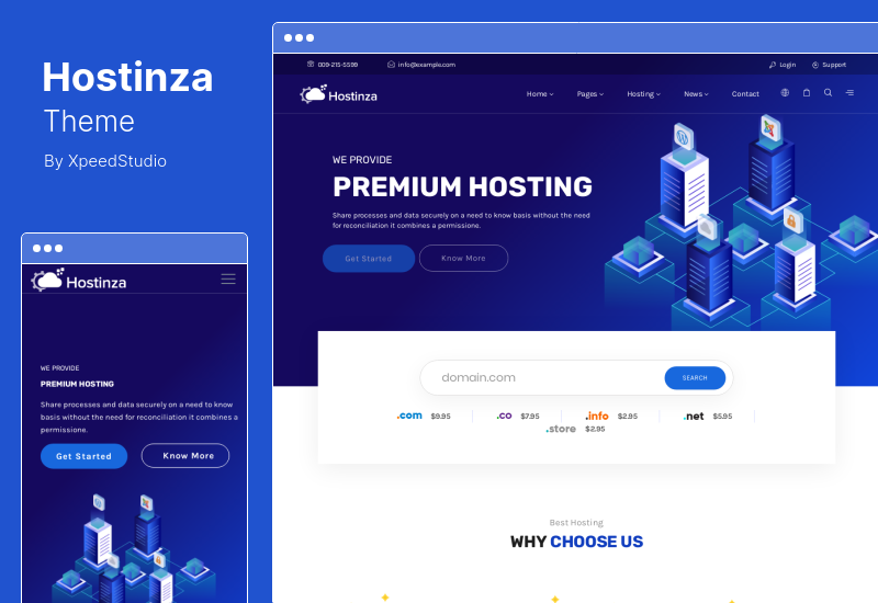 Hostinza Theme - Тема WordPress для веб-хостинга WHMCS