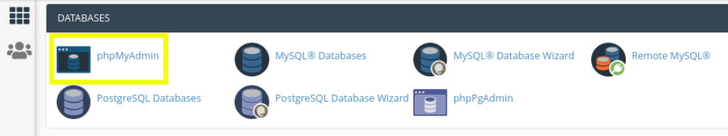 encontrando phpMyAdmin no cpanel