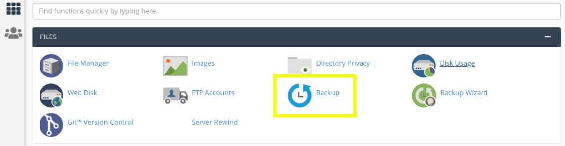 encontrar backups no cpanel