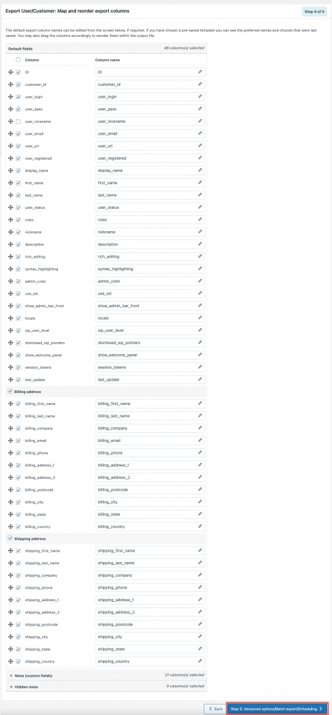 Método de reordenación del usuario para exportar en wordpress