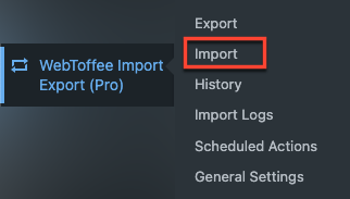 Opcja importu w Webtoffee import export pro