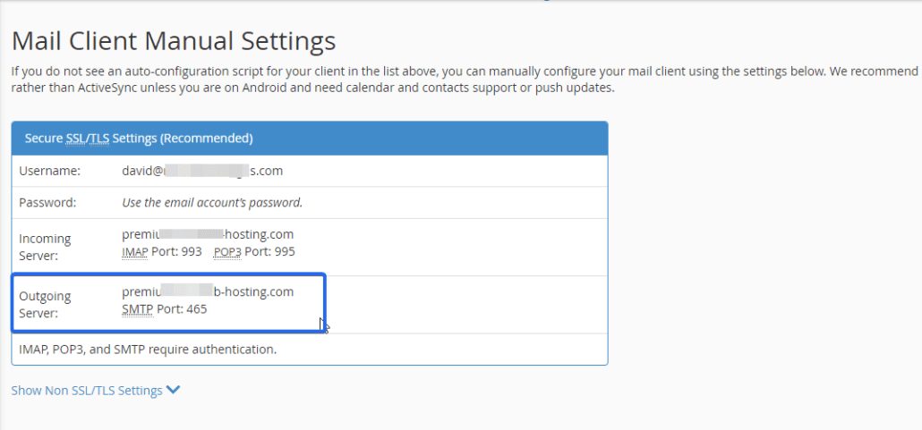 Dapatkan detail email dari dasbor hosting email