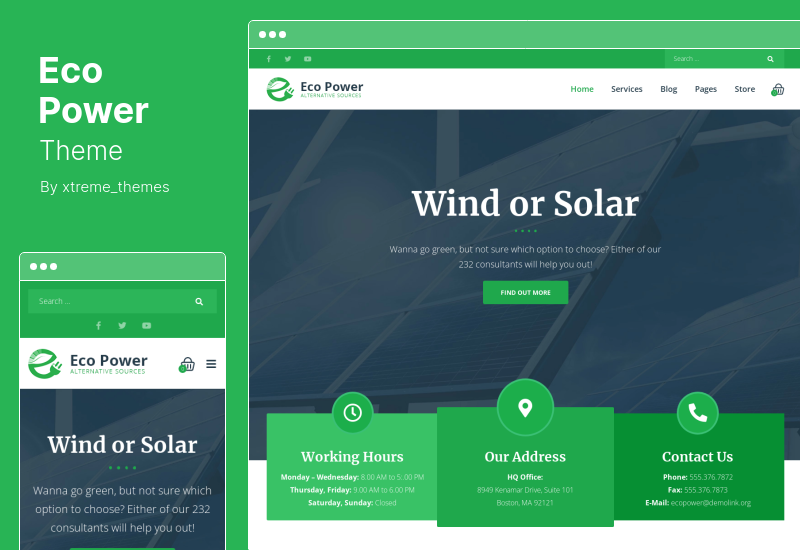 Tema EcoPower - Tema WordPress pentru companie alternativă de energie și energie solară