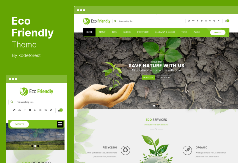 Tema ecologică - Eco Nature ONG și temă WordPress de mediu