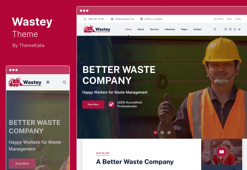 Tema Wastey - Servicii de colectare și eliminare a deșeurilor Tema WordPress