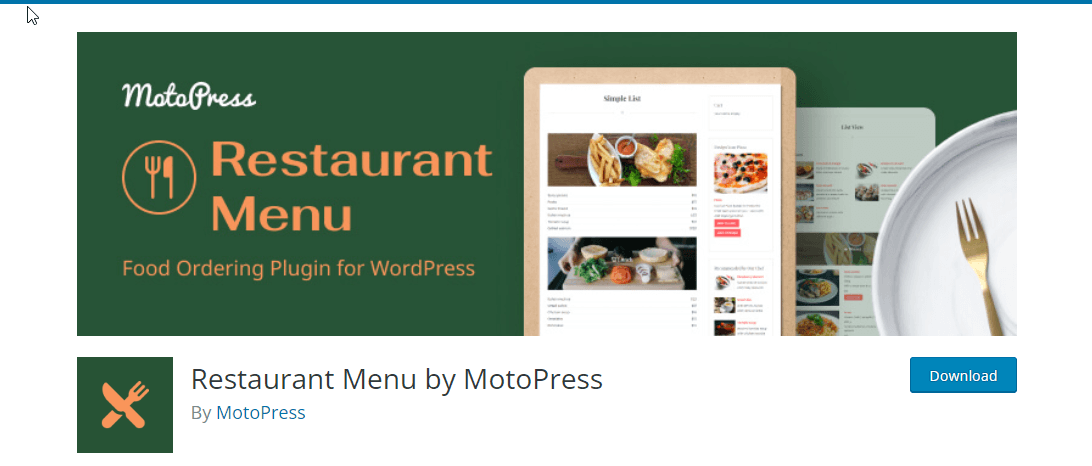 Menu restauracji MotoPress