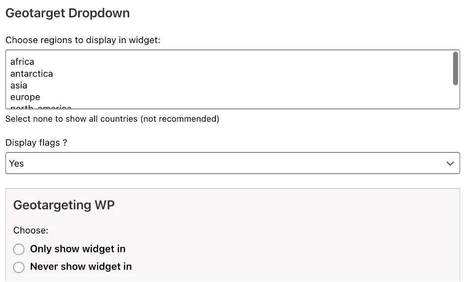 Geotargeting WP を使用したメニュー項目またはウィジェットによるジオターゲティング