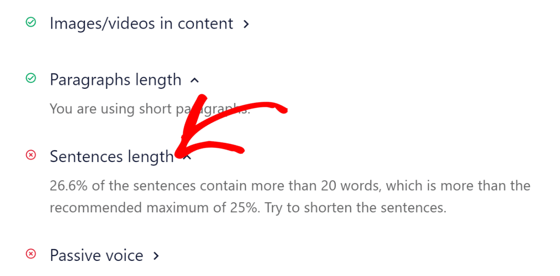 sentences length