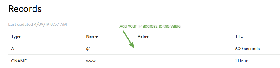 Cambiar el registro A en el proveedor de alojamiento