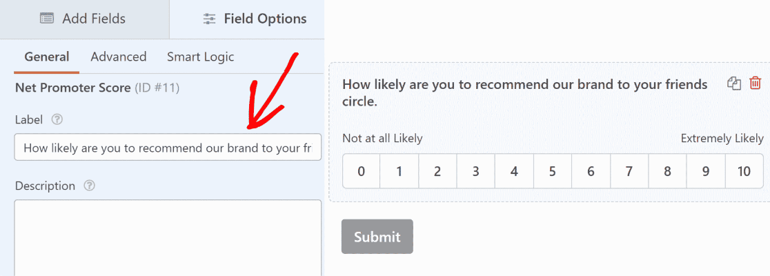 customize net promoter score