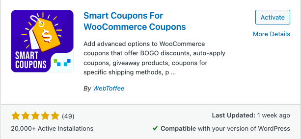 wordpress の woocommerce プラグインのスマート クーポン