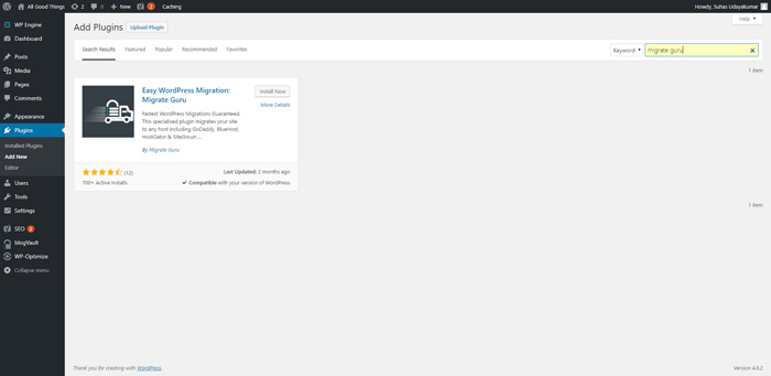 Install Migrate Guru Plugin