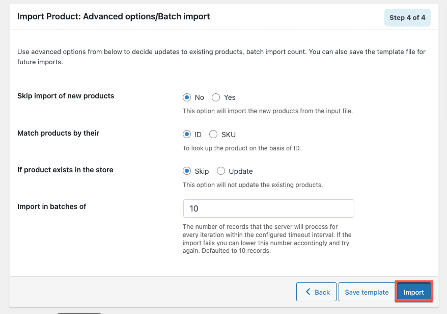 Langkah terakhir mengimpor produk digital Woocommerce