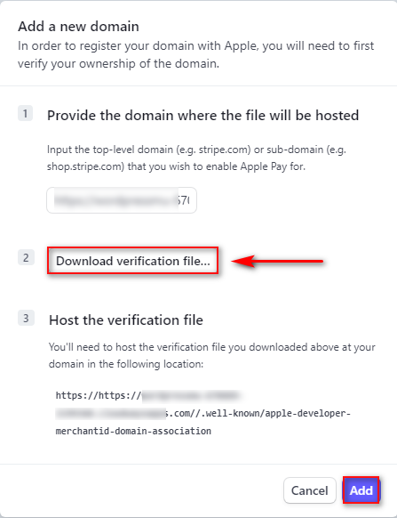 загрузите файл подтверждения и сохраните свой домен, чтобы завершить настройку Apple Pay в WooCommerce.