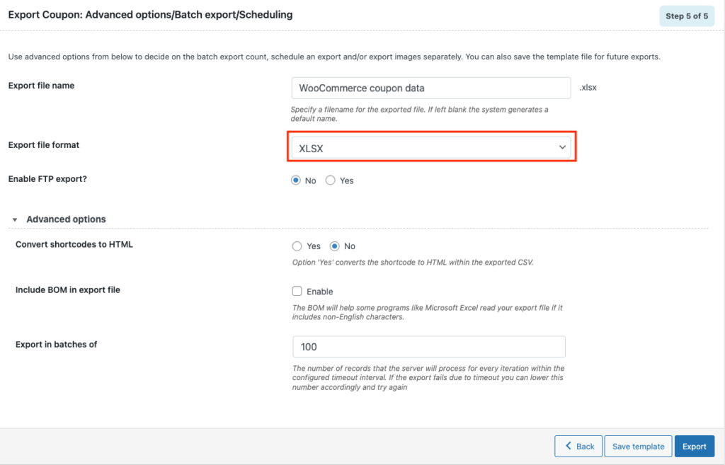 ตัวเลือกการส่งออกขั้นสูงสำหรับคูปอง WooCommerce