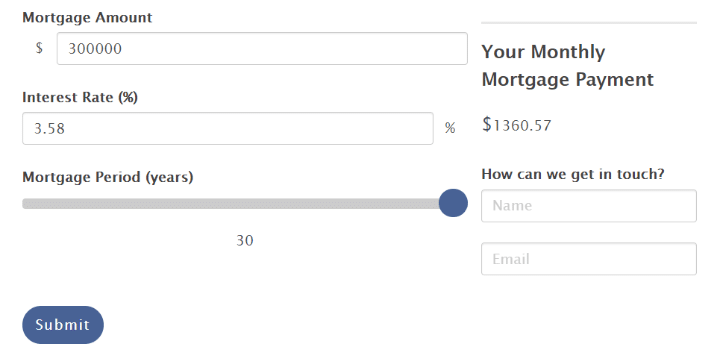 Cree una hermosa calculadora de hipotecas para sus clientes