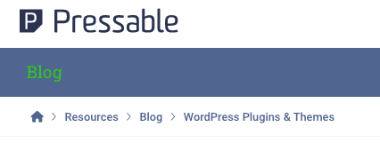 Home page del sito Web di navigazione breadcrumb pressabile, risorse, blog, plugin e temi di WordPress