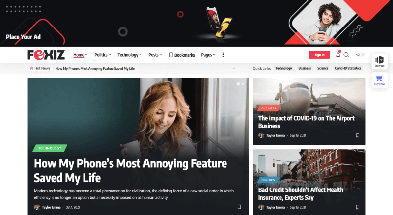 foxiz-wordpress-majalah-tema