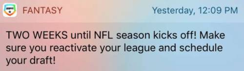 Memento de notificare push pentru sezonul NFL