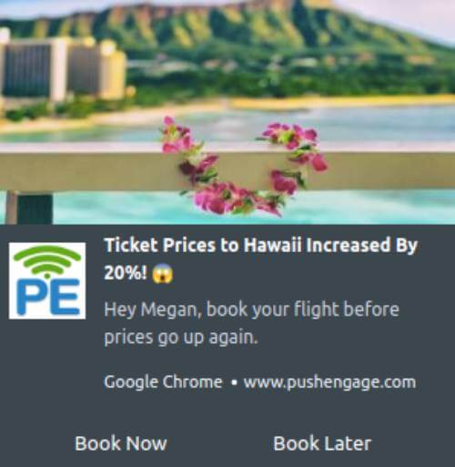 Notification d'augmentation du prix des billets d'avion