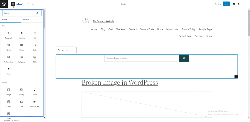 adicione blockck para personalizar a página de resultados de pesquisa do wordpress