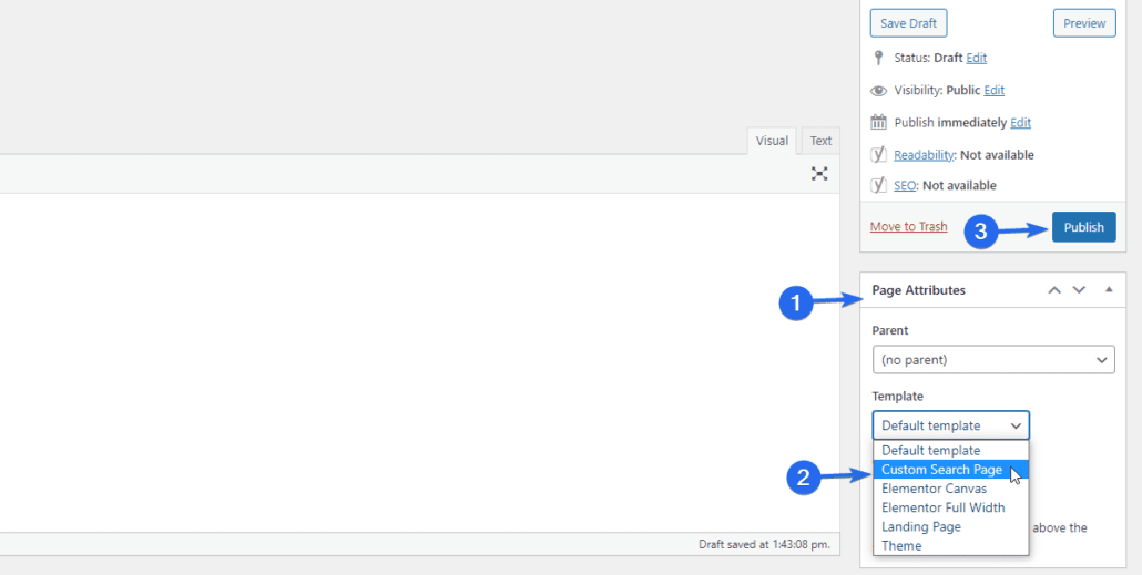 selecione o modelo de página de resultados de pesquisa personalizado