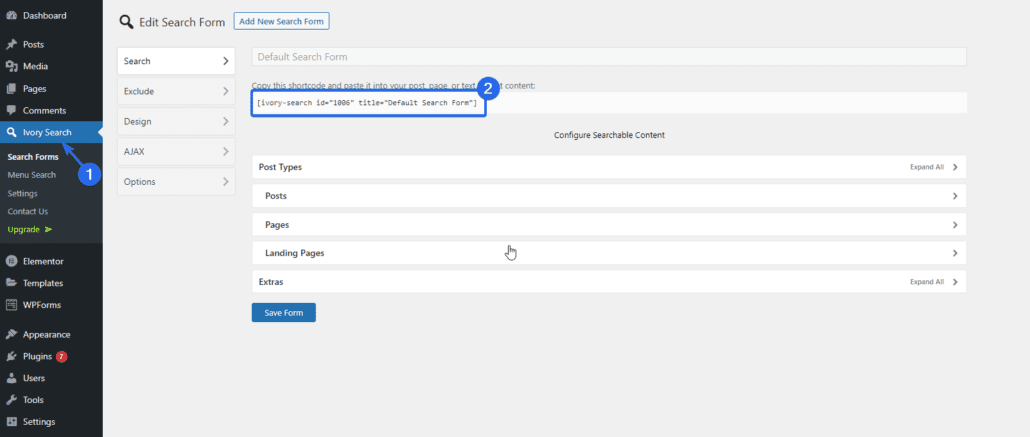 personalizando o plug-in de pesquisa de marfim