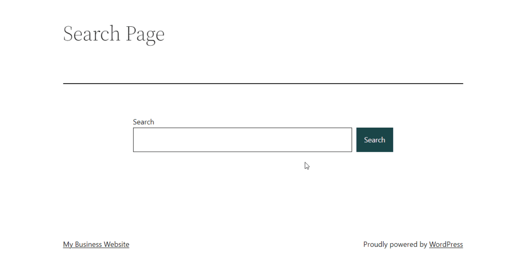 página de pesquisa de amostra no wordpress