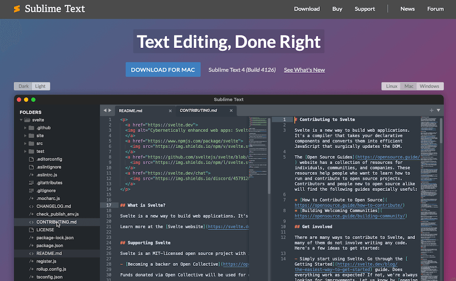 Sublime Text の Web サイト