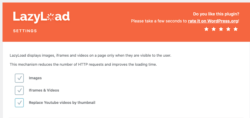 Lazy-loading in un clic - Fonte: LazyLoad dalla dashboard di WP Rocket