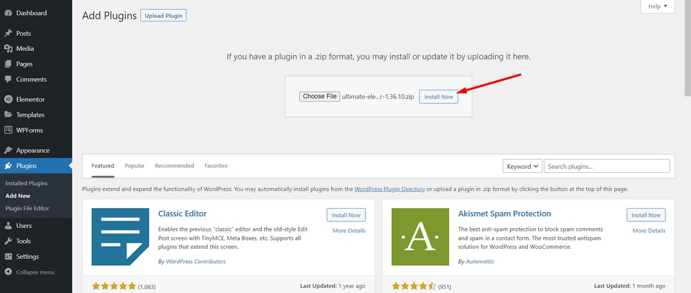 plugin popup modal - bouton installer maintenant