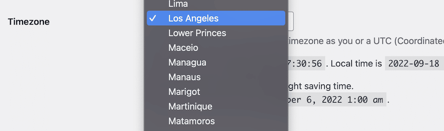 在 WordPress 设置中设置时区。